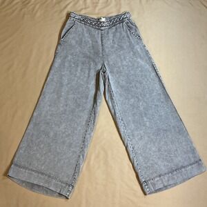 C&C California Womens Gray Wide Leg‎ Braided Belt Elastic Waist Pants Size XS
